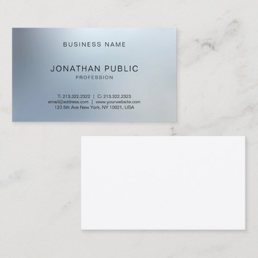 Elegant modern, zilver, opvallend professioneel visitekaartje (Voorkant / Achterkant)
