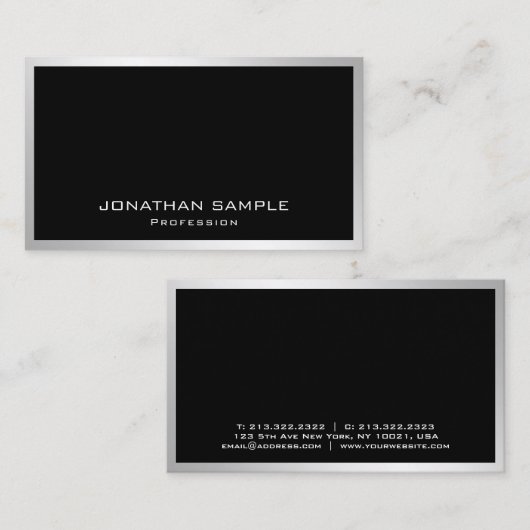 Elegant modern zilver professionele eenvoudige Sja Visitekaartje (Voorkant / Achterkant)