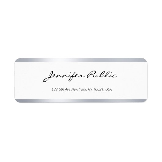 Elegant Modern Zilver Wit Handgeschreven Script To Etiket (Voorkant)