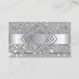 Elegant Modern, Zilveren Glitter Bokeh Visitekaartje