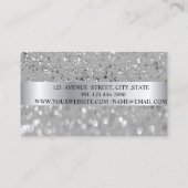 Elegant Modern, Zilveren Glitter Bokeh Visitekaartje (Achterkant)