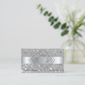 Elegant Modern, Zilveren Glitter Bokeh Visitekaartje (Staand voorkant)