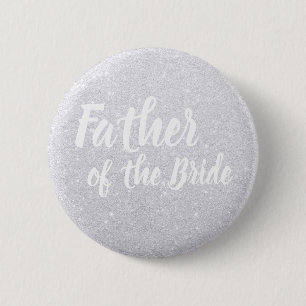 Elegant modern zilveren glitter vader van de bruid ronde button 5,7 cm
