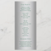 Elegant Modern Zilveren Groene Trouw  Programmakaart (Achterkant)