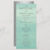 Elegant Modern Zilveren Groene Trouw  Programmakaart (Voorkant / Achterkant)