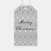 elegant modern zilveren kerstboompatroon cadeaulabel (Voorkant)