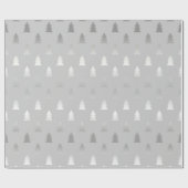 elegant modern zilveren kerstboompatroon cadeaupapier (Vlak)