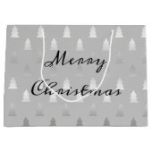elegant modern zilveren kerstboompatroon groot cadeauzakje (Voorkant)