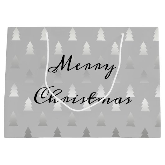 elegant modern zilveren kerstboompatroon groot cadeauzakje (Voorkant)