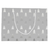 elegant modern zilveren kerstboompatroon groot cadeauzakje (Achterkant)
