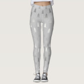 elegant modern zilveren kerstboompatroon leggings (Voorkant)