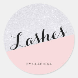 Elegant modern zilverglitter bruine roze riemen ronde sticker