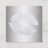 Elegant modern zilverglitter lipt make-up kunstena vierkante visitekaartje (Voorkant)