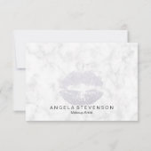Elegant modern zilverglitter lipt witte marmer bedankkaart (Achterkant)
