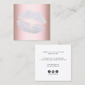 Elegant modern zilverglitter roos goud vierkante visitekaartje (Voorkant / Achterkant)