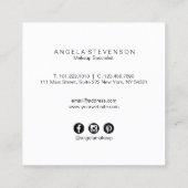 Elegant modern zilverglitter roos goud vierkante visitekaartje (Achterkant)