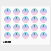 Elegant modern  zilverroze anananasappelmake-up ronde sticker (Vel)