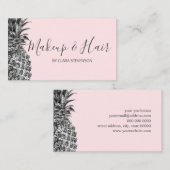 Elegant modern  zilverroze anananasappelmake-up visitekaartje (Voorkant / Achterkant)