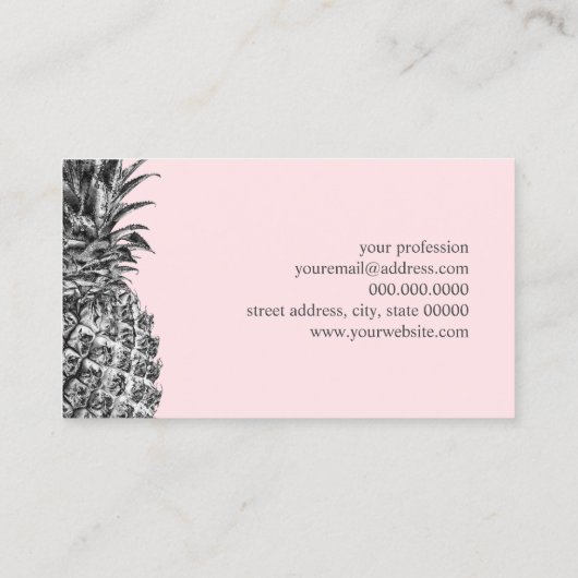 Elegant modern  zilverroze anananasappelmake-up visitekaartje (Achterkant)