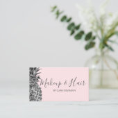 Elegant modern  zilverroze anananasappelmake-up visitekaartje (Staand voorkant)