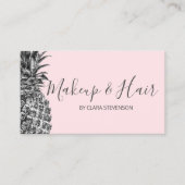 Elegant modern  zilverroze anananasappelmake-up visitekaartje (Voorkant)