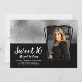 Elegant modern zilverzwart, zestien jaar oud kaart (Voorkant)