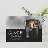 Elegant modern zilverzwart, zestien jaar oud kaart (Staand voorkant)