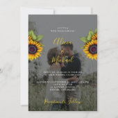 Elegant modern zonnebloemfotohuwelijk kaart (Voorkant)