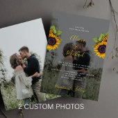 Elegant modern zonnebloemfotohuwelijk kaart