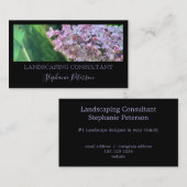 Elegant Modern Zwart Aangepaste Foto Lila Landscha Visitekaartje (Voorkant / Achterkant)