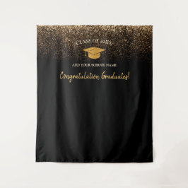 Elegant modern zwart Afstuderen foto achtergrond Wandkleed