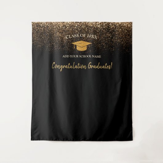 Elegant modern zwart Afstuderen foto achtergrond Wandkleed (Voorkant)