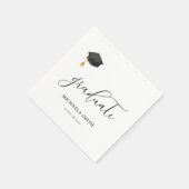 Elegant Modern Zwart Afstuderen Pet Graduation Par Servet (Hoek)