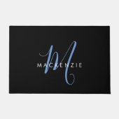 Elegant modern zwart blauw Script-monogram Deurmat (Voorkant)