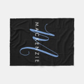 Elegant modern zwart blauw Script-monogram Fleece Deken (Voorkant (Horizontaal))