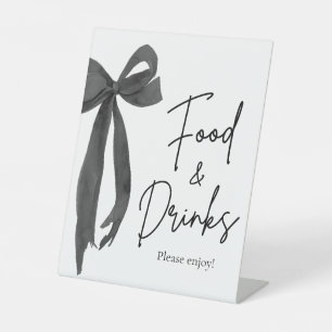 Elegant modern zwart boog bord voor eten en drinke reclamebord met voetstuk