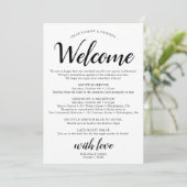 Elegant Modern Zwart Bruiloft Reisschema Programma Programmakaart (Staand voorkant)