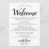 Elegant Modern Zwart Bruiloft Reisschema Programma Programmakaart (Voorkant)