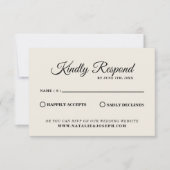 Elegant Modern Zwart & Cream Retro Bold Bruiloft RSVP Kaartje (Voorkant)