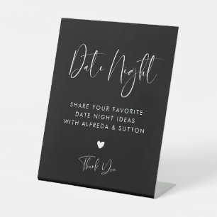 Elegant & Modern Zwart Datum nacht ideeën Reclamebord Met Voetstuk