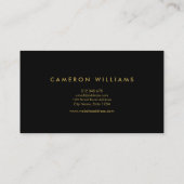 Elegant Modern Zwart en Faux Gold Profiel Foto Visitekaartje (Achterkant)