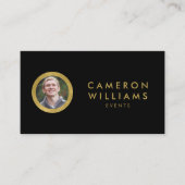 Elegant Modern Zwart en Faux Gold Profiel Foto Visitekaartje (Voorkant)