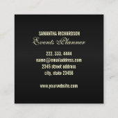 Elegant Modern Zwart en Faux Gold Script Vierkante Visitekaartje (Achterkant)