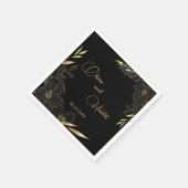 Elegant Modern Zwart en Goud Bloemen bruiloft Servet (Hoek)