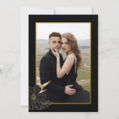 Elegant Modern Zwart en Goud Bloemen Save The Date (Achterkant)