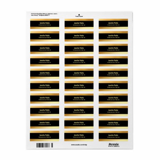 Elegant Modern Zwart en Goud Eenvoudige Sjabloon C Etiket (Full Sheet)