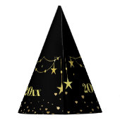 Elegant Modern Zwart en goud Gelukkig Nieuwjaar Feesthoedjes (Achterkant)