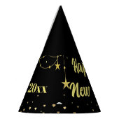 Elegant Modern Zwart en goud Gelukkig Nieuwjaar Feesthoedjes (Links)