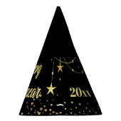 Elegant Modern Zwart en goud Gelukkig Nieuwjaar Feesthoedjes (Rechts)