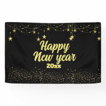 Elegant Modern Zwart en Goud Gelukkig Nieuwjaar